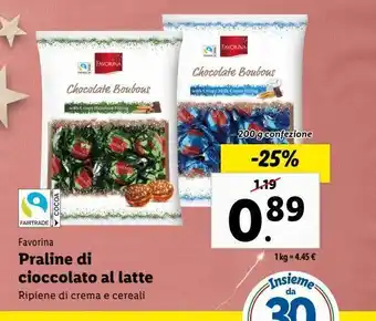 Lidl Praline cioccolato al latte offerta
