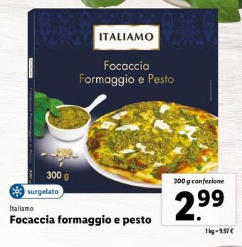 Lidl Focaccia formaggio e pesto offerta