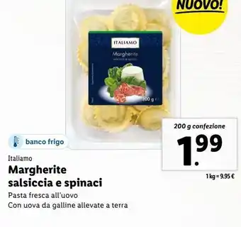 Lidl Margherite salsiccia e spinaci offerta