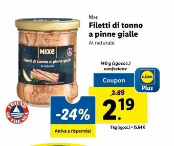 Lidl Filetti di tonno a pinne gialle offerta