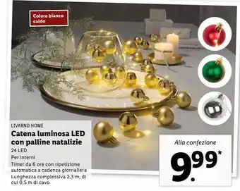Lidl Catena luminosa led con palline natalizie offerta