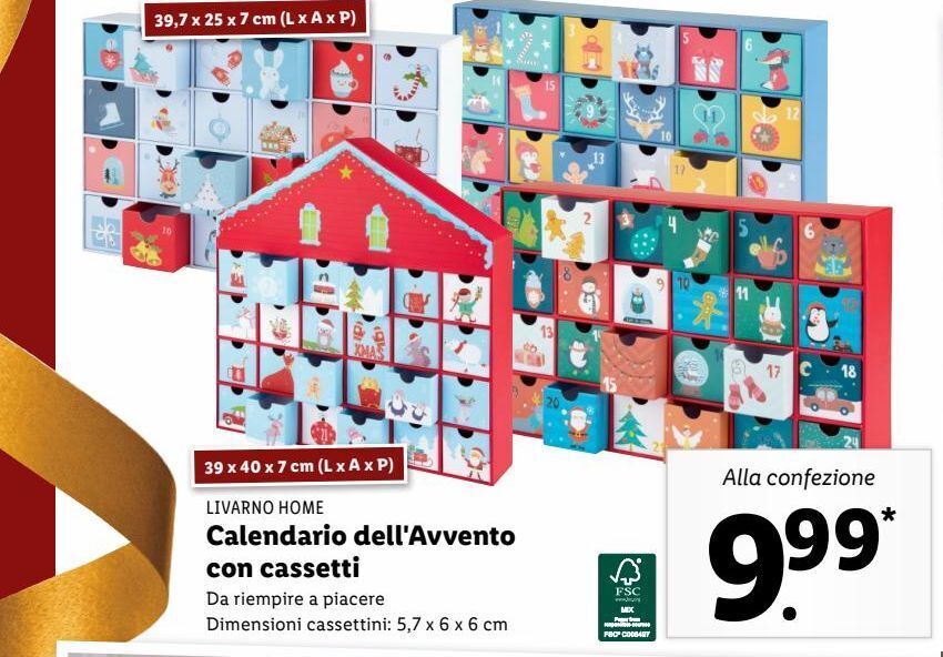 Calendario dell'avvento con cassetti offerta di Lidl