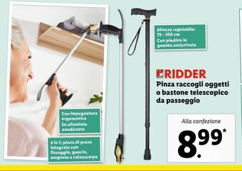 Lidl Pinza raccogli oggetti o bastone telescopico da passeggio offerta