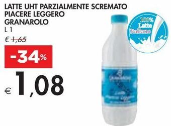 Bennet Latte uht parzialmente scremato piacere leggero granarolo offerta