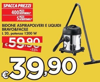 Bennet Bidone aspirapolveri e liquidi bravo&facile offerta