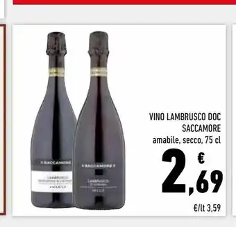 Conad Superstore Vino lambrusco doc saccamore 75 cl offerta