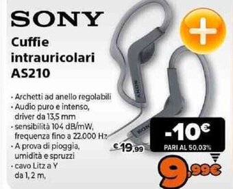 Expert Sony Cuffie intrauricolari AS210 offerta