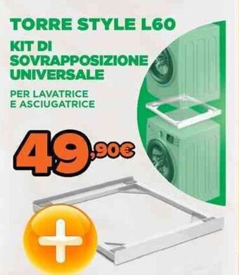 Expert Torre Style L60 Kit Di Sovrapposizione Universale Per Lavatrice E Asciugatrice offerta
