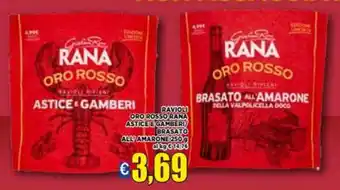 Vivo Supermercati Rana Ravioli Oro Rosso Astice e Gamberi/Brasato All'Amarone 250 g offerta