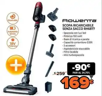 Expert Rowenta Scopa Ricaricabile Senza Sacco RH6877 offerta