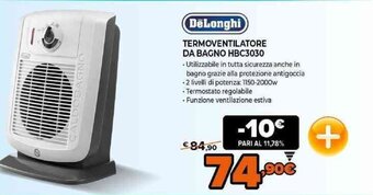 Expert DeLonghi Termoventilatore Da Bagno HBC3030 offerta