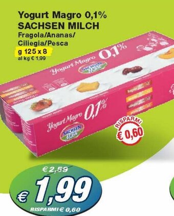 Prix Quality Sachsen Milch Yogurt Magro 0,1% 125 g x 8 offerta