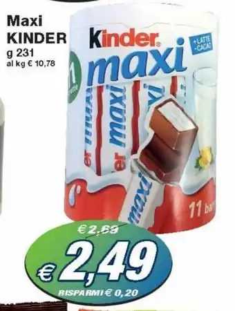 Prix Quality Kinder Maxi 231 g offerta