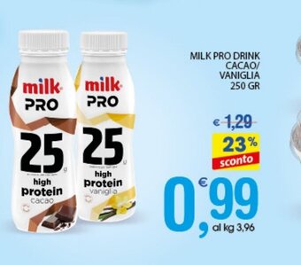 Qui Discount Milk Pro Drink Cacao/Vaniglia 250 gr offerta