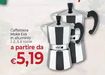 Caffettiera Moka Eva in alluminio 1,2,3,6 tazze