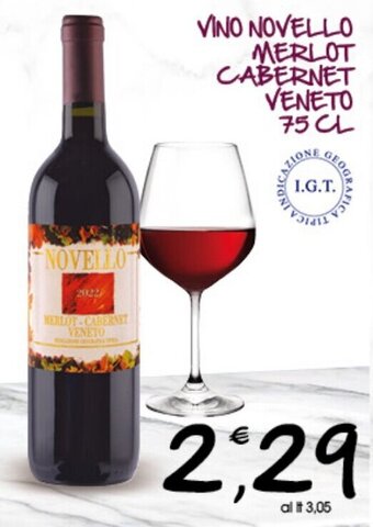 Qui Discount Vino Novello Merlot Cabernet Veneto 75 cl offerta