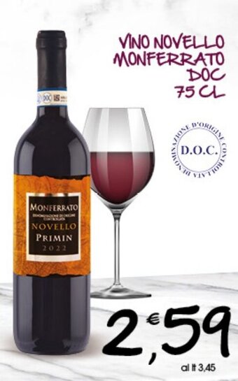 Qui Discount Vino Novello Monferrato Doc 75 cl offerta