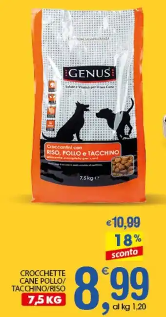Qui Discount Genus Crocchette Cane Pollo/Tacchino/Riso 7,5 kg offerta