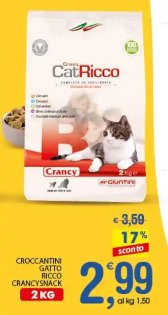 Qui Discount Croccantini Gatto Ricco Crancy Snack 2 kg offerta