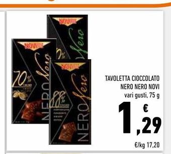 Conad Tavoletta cioccolato nero nero novi offerta