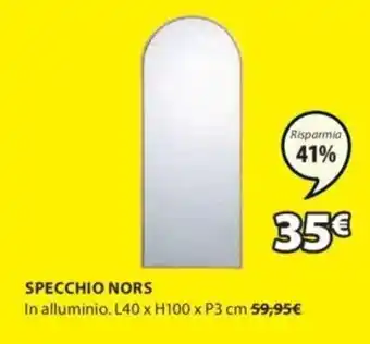 JYSK Specchio Nors L40 x H100 x P3 cm offerta