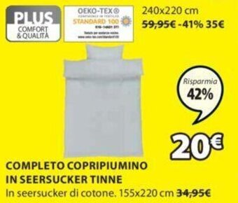 JYSK Completo Copripiumino in Seersucker Tinne offerta