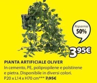 Pianta Artificiale Oliver P20 x L14 x H70 cm