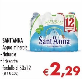 MerSi Supermercati Sant'Anna Acqua minerale Naturale, Frizzante fardello cl 50x12 offerta
