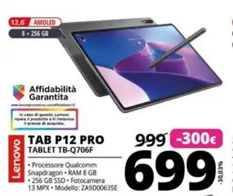 Comet Lenovo Tab P12 Pro Tablet TB-Q706F offerta