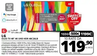 Comet LG OLED TV 48" 4K UHD HDR 48C26LB offerta
