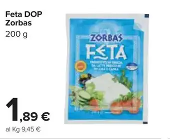 Carrefour Zorbas Feta DOP 200g offerta