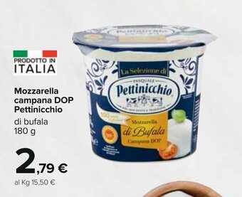Carrefour Pettinicchio Mozzarella campana DOP 180g offerta