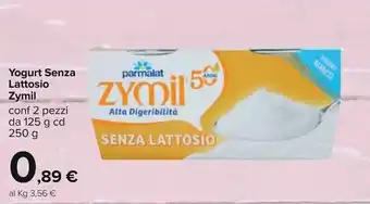 Carrefour Zymil Yogurt Senza Lattosio 2 pezzi 125g cd 250g offerta