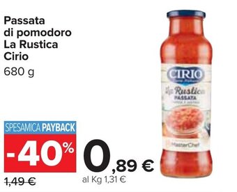Carrefour Cirio La Rustica Passata di pomodoro 680g offerta