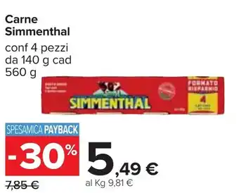 Carrefour Simmenthal Carne 4 pezzi 140g cad 560g offerta
