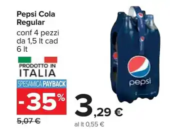Carrefour Pepsi Cola Regular 4 pezzi 1,5lt offerta