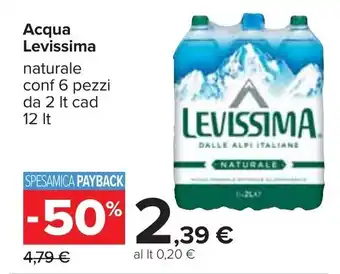 Carrefour Levissima Acqua 6 pezzi 2lt offerta