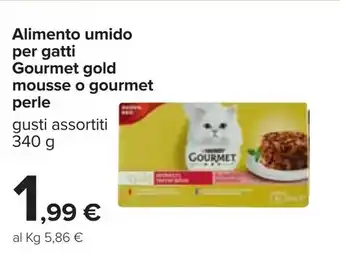 Carrefour Purina Gourmet Gold Mousse o Gourmet Perle Alimento umido per gatto 340g offerta