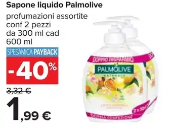 Carrefour Palmolive Sapone liquido 2 pezzi 300ml offerta