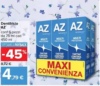 Carrefour Az Dentifricio 6 pezzi 75ml offerta