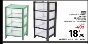 Spazio Conad Cassettiera tower 3 cassetti domopak living offerta