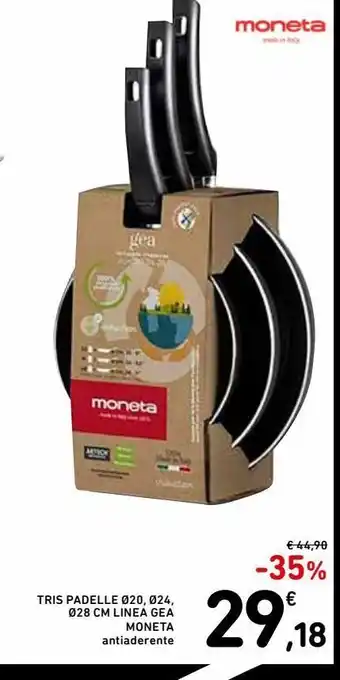Spazio Conad Tris padelle diametro 20/24/28 linea gea moneta offerta