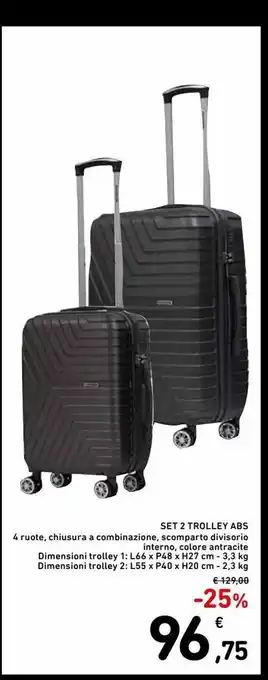 Spazio Conad Set 2 trolley abs offerta