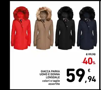 Spazio Conad Giacca parka uomo e donna lonsdale offerta