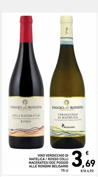 Spazio Conad Vino verdicchio di matelica / rosso colli maceratesi doc poggio alle rondini belsario 75 cl offerta