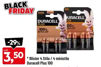 DPiù Duracell Plus 100 Blister 4 Stilo / 4 ministilo offerta