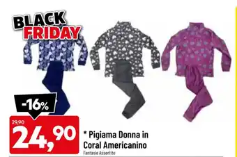 DPiù Pigiama Donna in Coral Americanino offerta