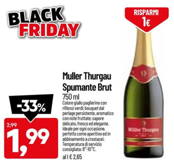 DPiù Müller Thurgau Spumante Brut 750 ml offerta
