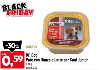 DPiù 101Dog Patè con Manzo e Latte per Cani Junior 150 g offerta