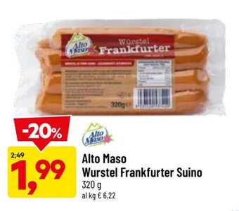 DPiù Alto Maso Würstel Frankfurter Suino 320 g offerta